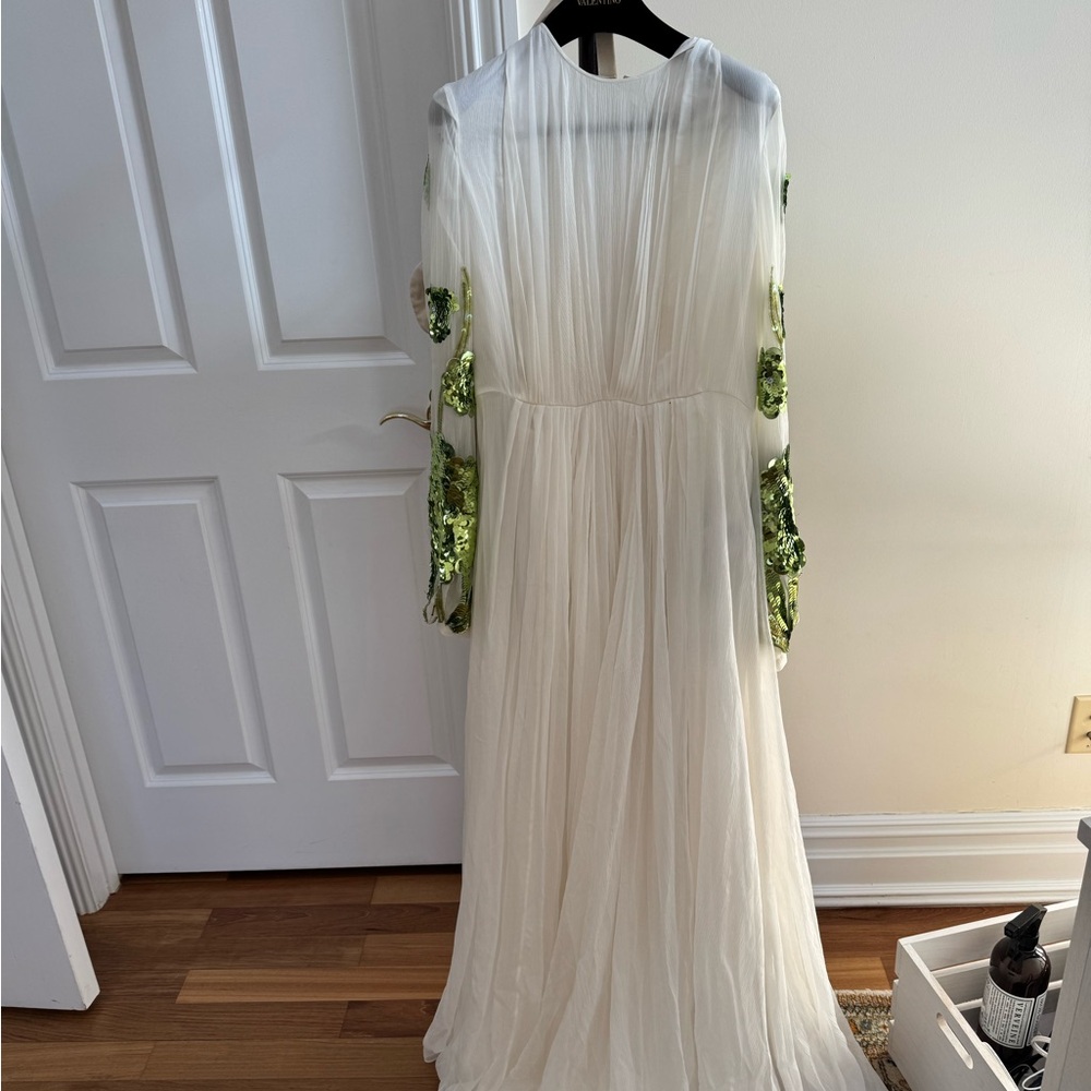 Valentino White Maxi Dress with Green Details - Picture 3 of 12